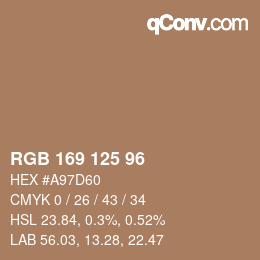 Farbcode: RGB 169 125 96 | qconv.com