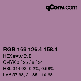 カラーコード: RGB 169 126.4 158.4 | qconv.com
