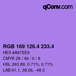 カラーコード: RGB 169 126.4 233.4 | qconv.com