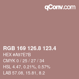 カラーコード: RGB 169 126.8 123.4 | qconv.com