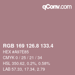 カラーコード: RGB 169 126.8 133.4 | qconv.com
