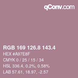 カラーコード: RGB 169 126.8 143.4 | qconv.com