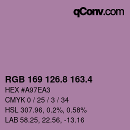 カラーコード: RGB 169 126.8 163.4 | qconv.com