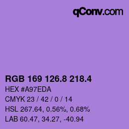 カラーコード: RGB 169 126.8 218.4 | qconv.com
