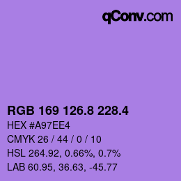 カラーコード: RGB 169 126.8 228.4 | qconv.com