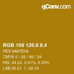 カラーコード: RGB 169 126.8 8.4 | qconv.com