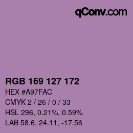 カラーコード: RGB 169 127 172 | qconv.com