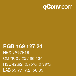 カラーコード: RGB 169 127 24 | qconv.com