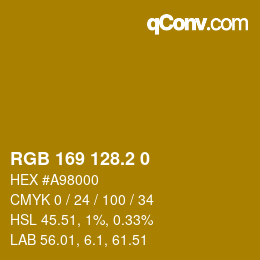 カラーコード: RGB 169 128.2 0 | qconv.com