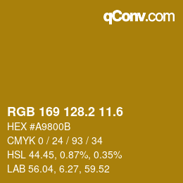 カラーコード: RGB 169 128.2 11.6 | qconv.com
