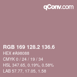 カラーコード: RGB 169 128.2 136.6 | qconv.com