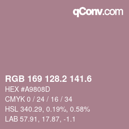 カラーコード: RGB 169 128.2 141.6 | qconv.com