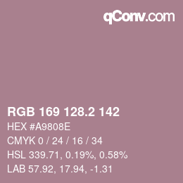 カラーコード: RGB 169 128.2 142 | qconv.com