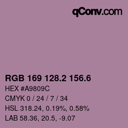 カラーコード: RGB 169 128.2 156.6 | qconv.com