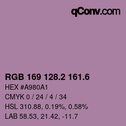 カラーコード: RGB 169 128.2 161.6 | qconv.com