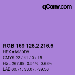 カラーコード: RGB 169 128.2 216.6 | qconv.com