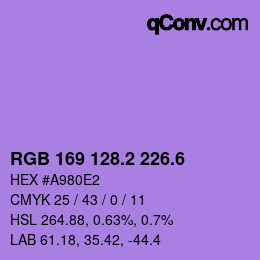 カラーコード: RGB 169 128.2 226.6 | qconv.com