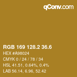 カラーコード: RGB 169 128.2 36.6 | qconv.com