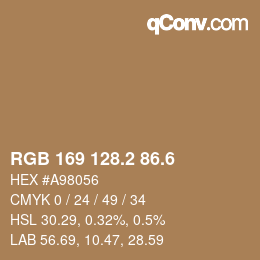カラーコード: RGB 169 128.2 86.6 | qconv.com
