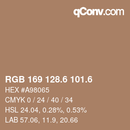 カラーコード: RGB 169 128.6 101.6 | qconv.com