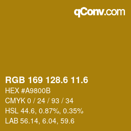 カラーコード: RGB 169 128.6 11.6 | qconv.com