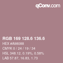 カラーコード: RGB 169 128.6 136.6 | qconv.com