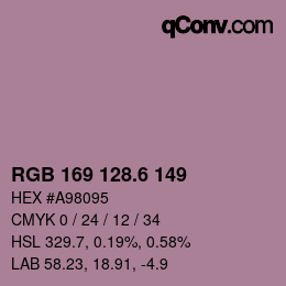 カラーコード: RGB 169 128.6 149 | qconv.com