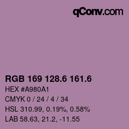 カラーコード: RGB 169 128.6 161.6 | qconv.com