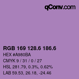 カラーコード: RGB 169 128.6 186.6 | qconv.com