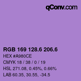 カラーコード: RGB 169 128.6 206.6 | qconv.com