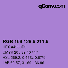 カラーコード: RGB 169 128.6 211.6 | qconv.com