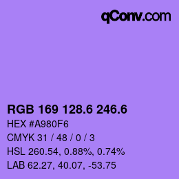 カラーコード: RGB 169 128.6 246.6 | qconv.com