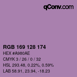 カラーコード: RGB 169 128 174 | qconv.com
