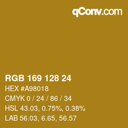 Color code: RGB 169 128 24 | qconv.com