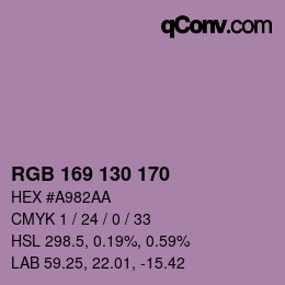 Código de color: RGB 169 130 170 | qconv.com