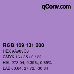 颜色代码: RGB 169 131 200 | qconv.com