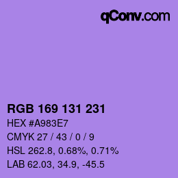 Farbcode: RGB 169 131 231 | qconv.com