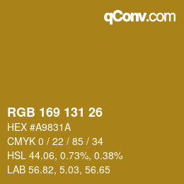 Color code: RGB 169 131 26 | qconv.com