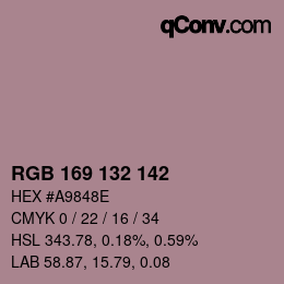 Código de color: RGB 169 132 142 | qconv.com