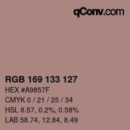 Código de color: RGB 169 133 127 | qconv.com