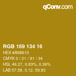 Color code: RGB 169 134 16 | qconv.com