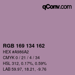 Color code: RGB 169 134 162 | qconv.com