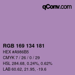 Color code: RGB 169 134 181 | qconv.com