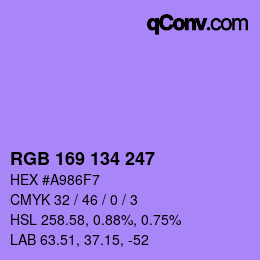 Código de color: RGB 169 134 247 | qconv.com