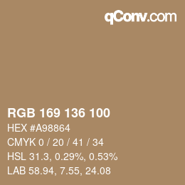 Color code: RGB 169 136 100 | qconv.com