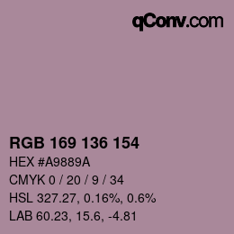 Color code: RGB 169 136 154 | qconv.com