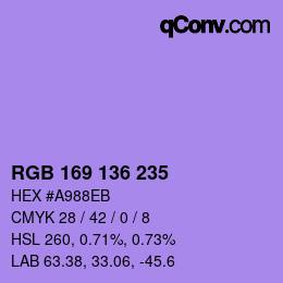 Color code: RGB 169 136 235 | qconv.com
