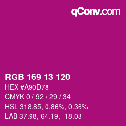 カラーコード: RGB 169 13 120 | qconv.com
