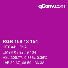 Color code: RGB 169 13 154 | qconv.com