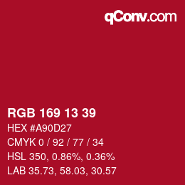 Color code: RGB 169 13 39 | qconv.com